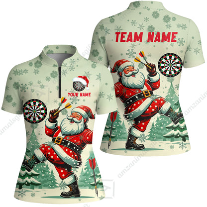 Custom Funny Santa Darts Team Unisex Polo Shirts, Darts uniforms Funny Santa Personalized Name And Team Name