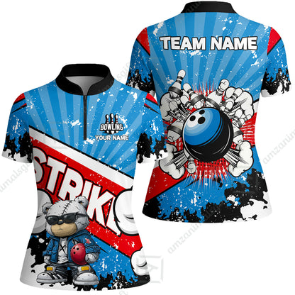 Customized Unisex Polo Shirt, Bowling Hip Hop Cartoon Design, Uniform Bowling - Personalized Name And Team Name