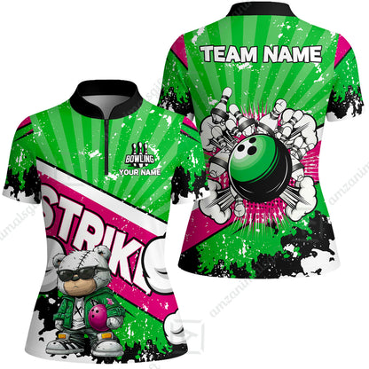 Customized Unisex Polo Shirt, Bowling Hip Hop Cartoon Design, Uniform Bowling - Personalized Name And Team Name