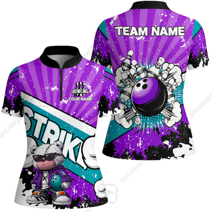 Customized Unisex Polo Shirt, Bowling Hip Hop Cartoon Design, Uniform Bowling - Personalized Name And Team Name