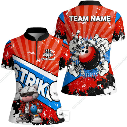 Customized Unisex Polo Shirt, Bowling Hip Hop Cartoon Design, Uniform Bowling - Personalized Name And Team Name
