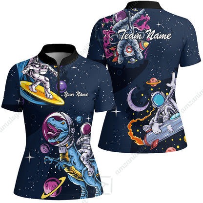 Customized Bowling Unisex Polo Shirt, Seraphic Galaxy Astronaut, Bowling Uniforms, Personalized Name And Team Name
