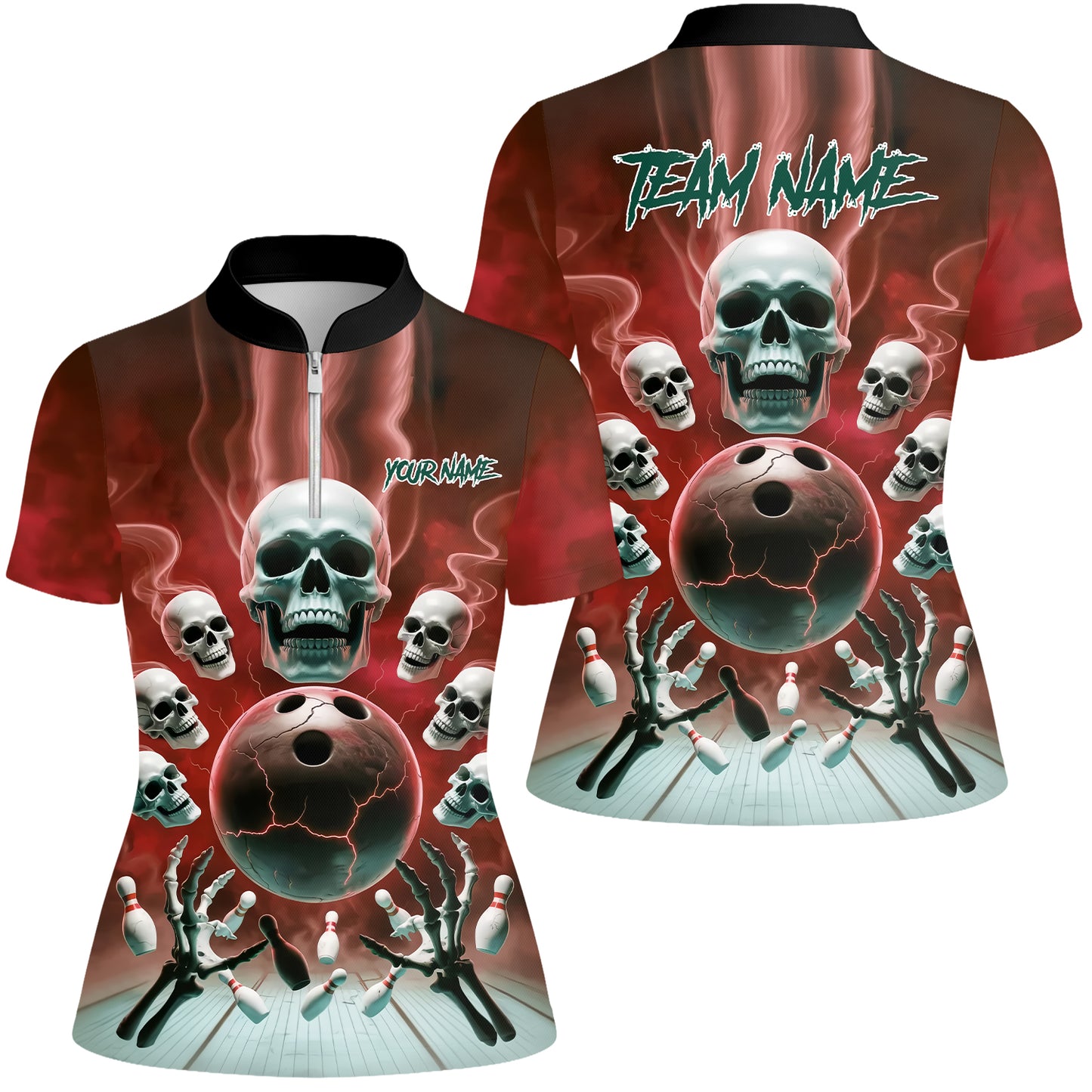 Custom Dark Fantasy Skeleton Bowling Team Jersey, Bowling Uniforms, Personalize Name And Team Name