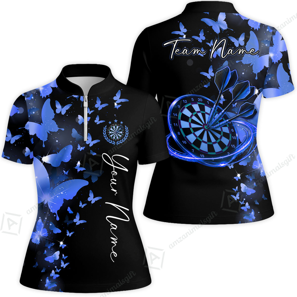 Customized Butterfly Elegant Sparkling Multicolor Darts Jersey, Personalized Name And Team Name For Players