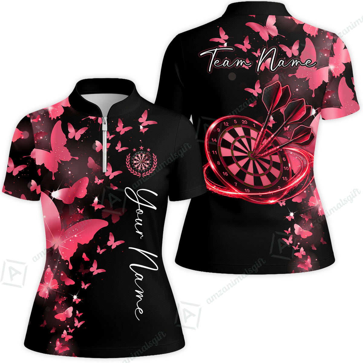 Customized Butterfly Elegant Sparkling Multicolor Darts Jersey, Personalized Name And Team Name For Players