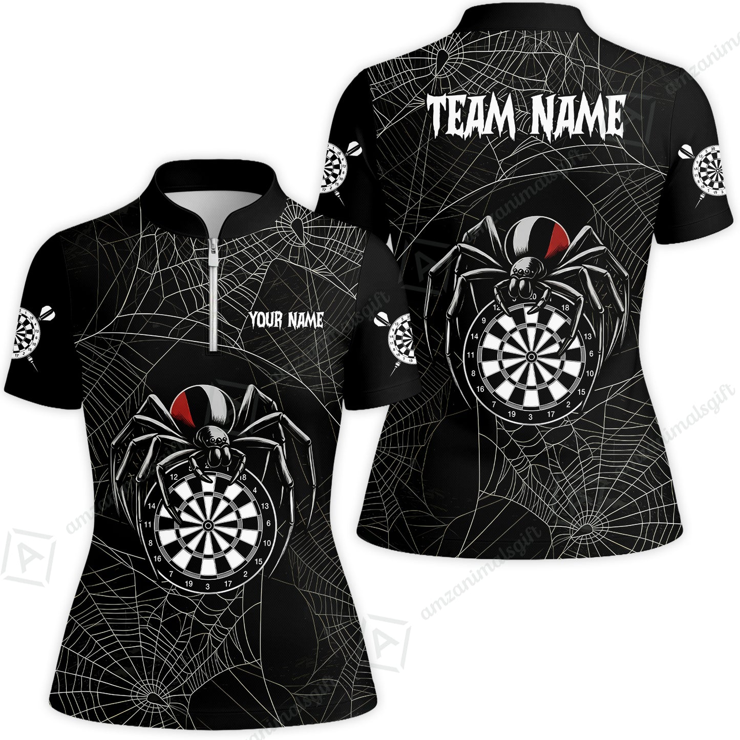 Customized Spider Web Black Widow Spooky Halloween Darts Jersey, Personalized Name And Team Name For Players