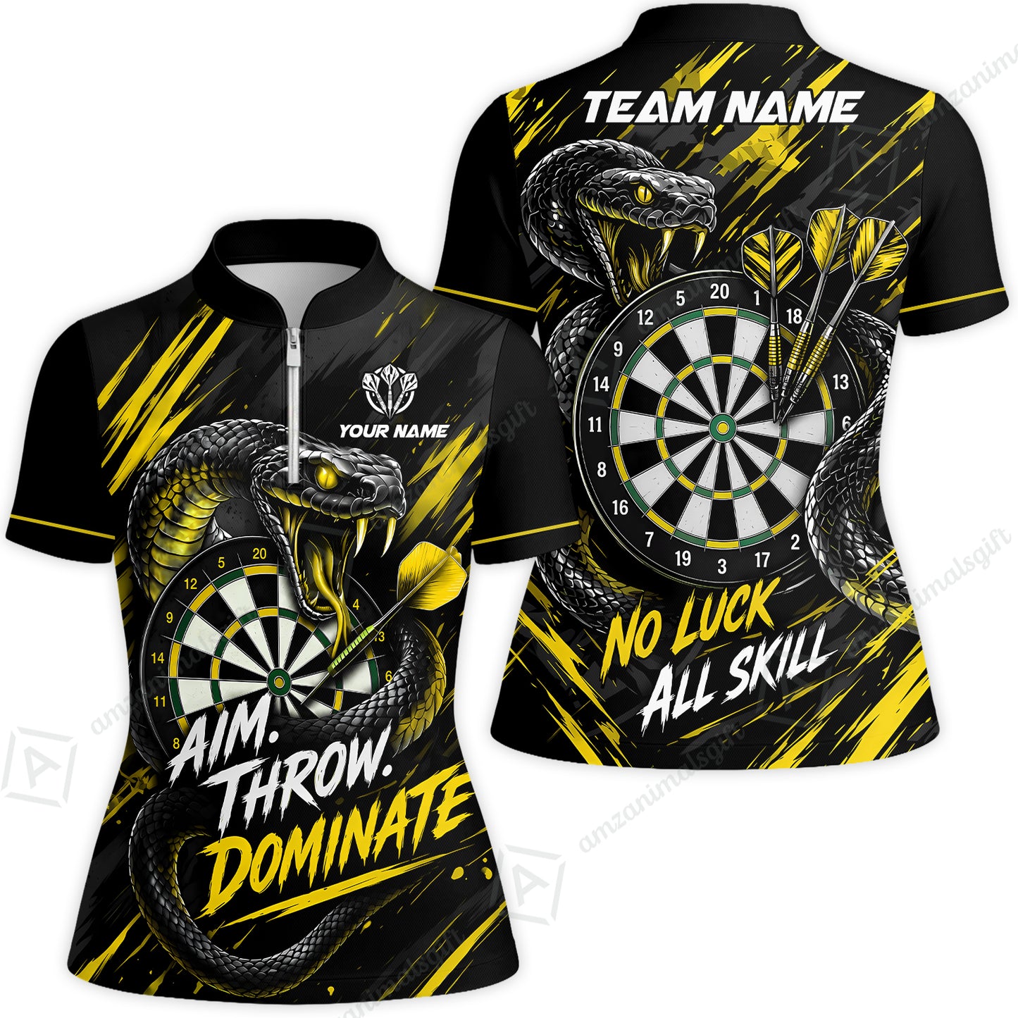 Customized Darts Team Jersey, Personalized Snake Darts Abstract Background Polo Shirt For Players With Name & Team Name