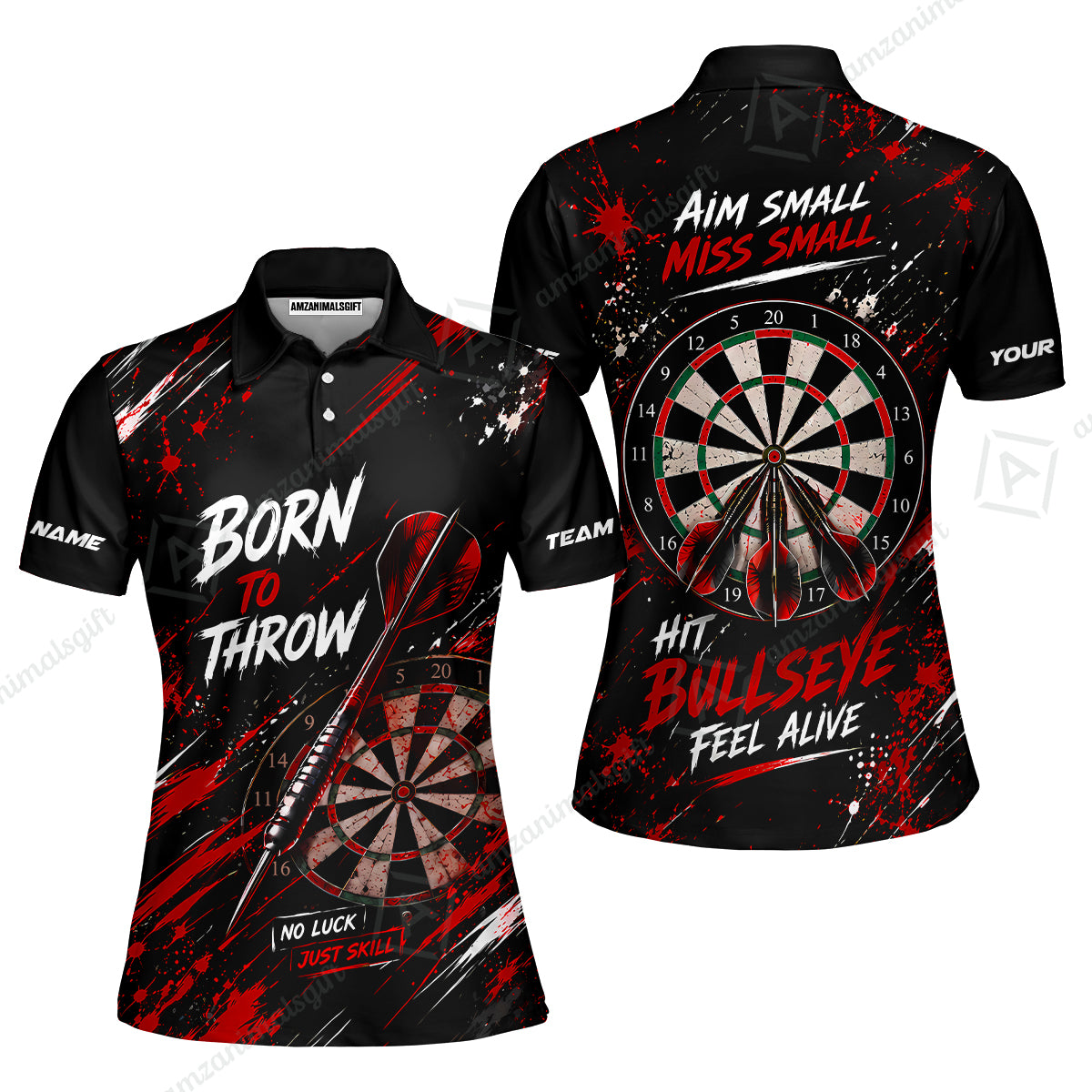 Customized Born To Throw No Luck Just Skill, Hit Bullseye Feel Alive Darts Jersey, Personalized Name And Team Name For Players