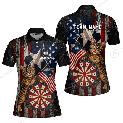 Custom Dart Jersey Team Shirt For Players, American Flag and Alley Cats, Personalize Name and Team Name