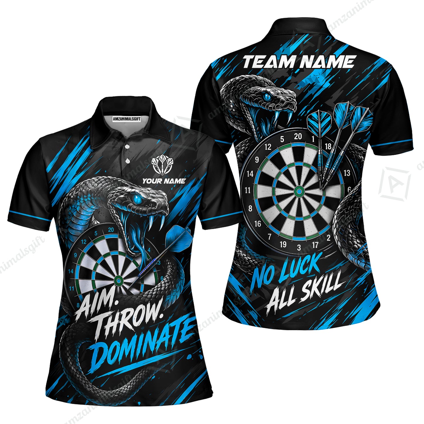 Customized Darts Team Jersey, Personalized Snake Darts Abstract Background Polo Shirt For Players With Name & Team Name