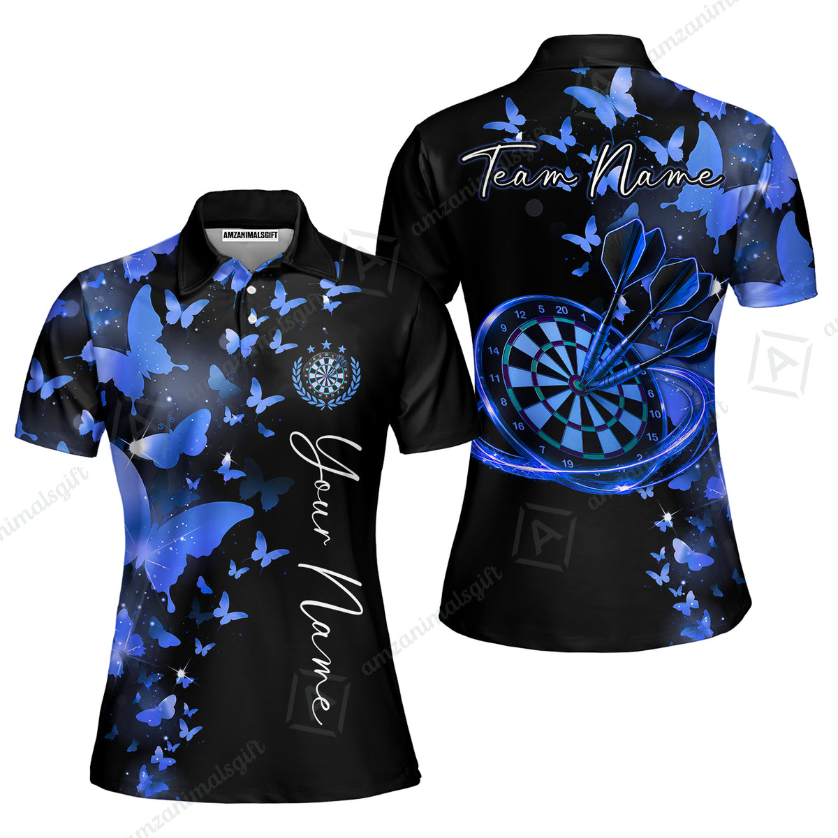 Customized Butterfly Elegant Sparkling Multicolor Darts Jersey, Personalized Name And Team Name For Players