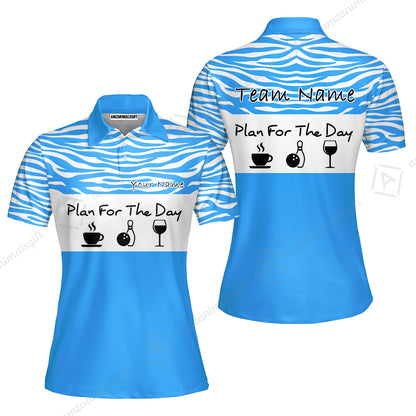 Custom Bowling Jersey Polo Shirt, Plan For The Day Zebra Pattern, Custom Bowling Jersey Team Shirt For Players With Name & Team Name