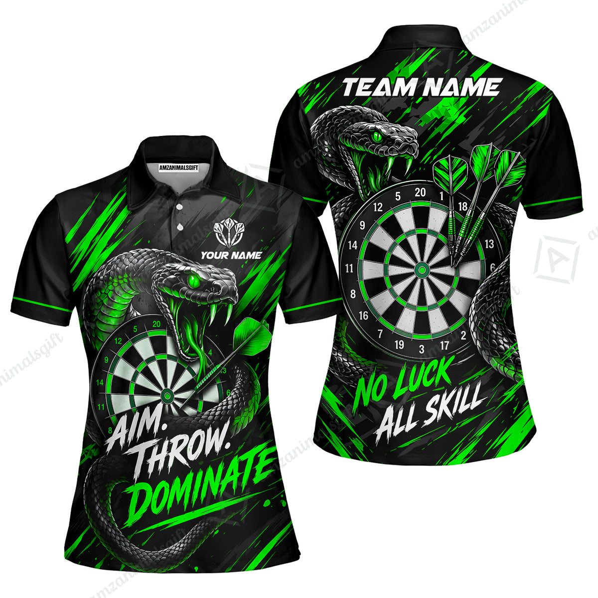 Customized Darts Team Jersey, Personalized Snake Darts Abstract Background Polo Shirt For Players With Name & Team Name
