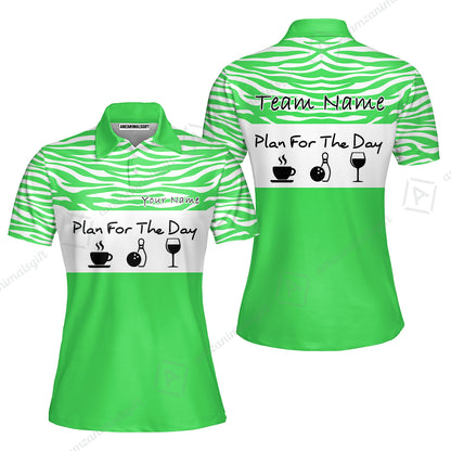 Custom Bowling Jersey Polo Shirt, Plan For The Day Zebra Pattern, Custom Bowling Jersey Team Shirt For Players With Name & Team Name