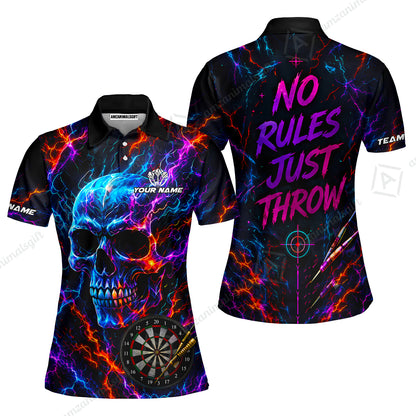 Customized Neon Skull - No Rules Just Throw Darts Jersey, Personalized Name And Team Name For Players