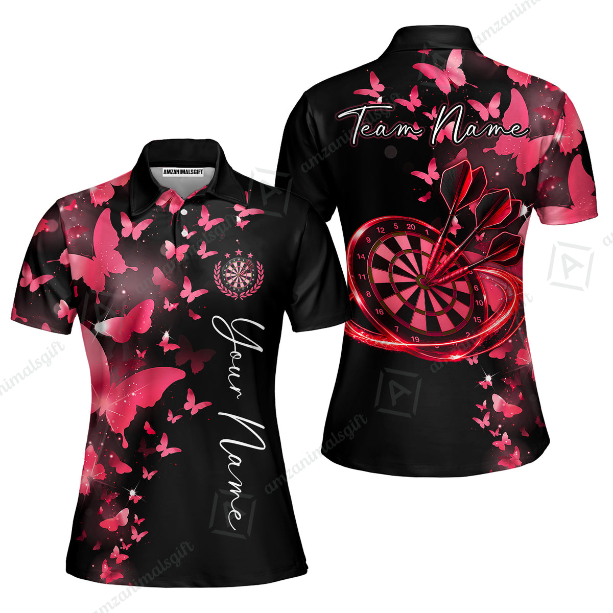 Customized Butterfly Elegant Sparkling Multicolor Darts Jersey, Personalized Name And Team Name For Players