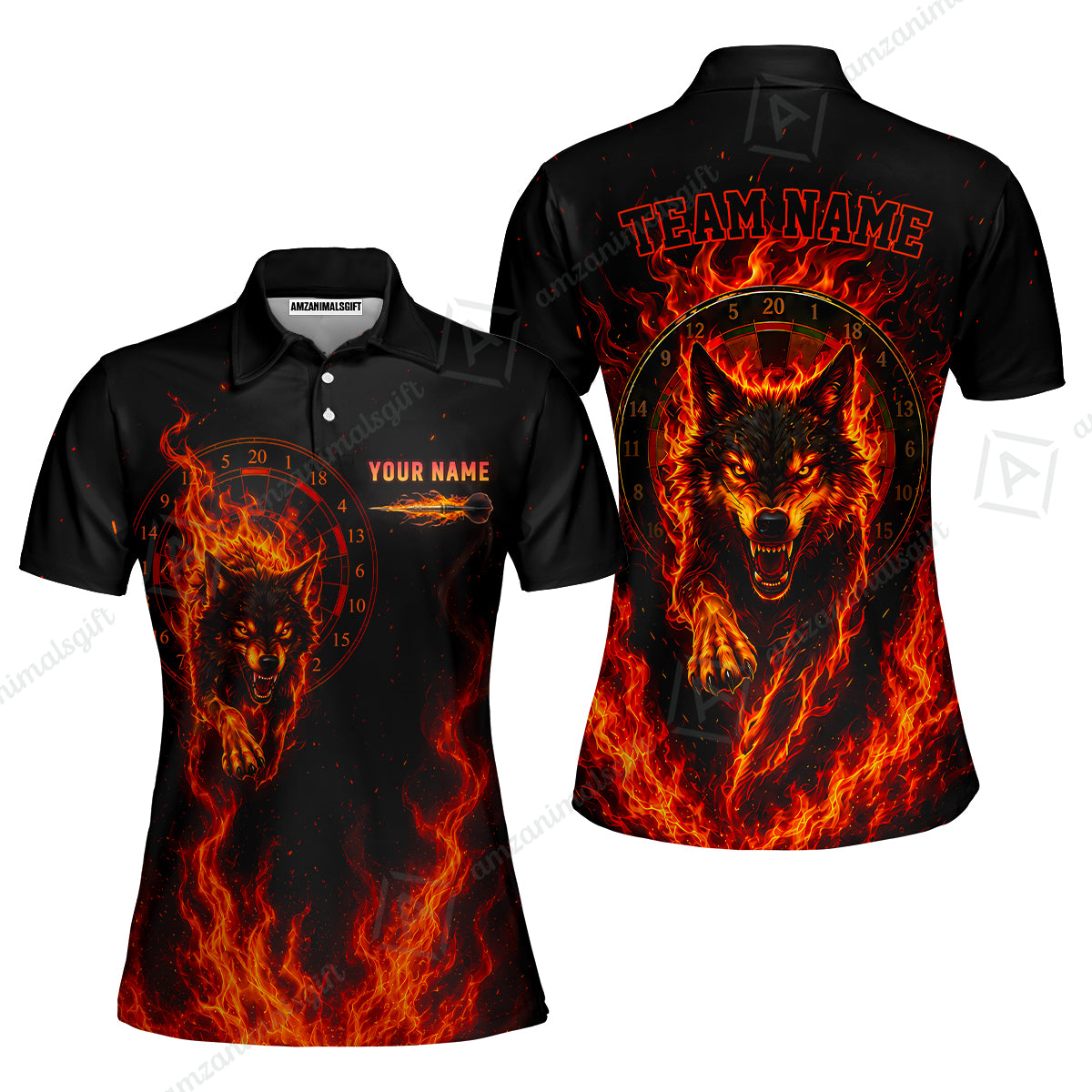 Customized Fire Wolf Dartboard Multicolor Darts Jersey, Personalized Name And Team Name For Players