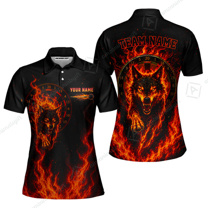 Customized Fire Wolf Dartboard Multicolor Darts Jersey, Personalized Name And Team Name For Players