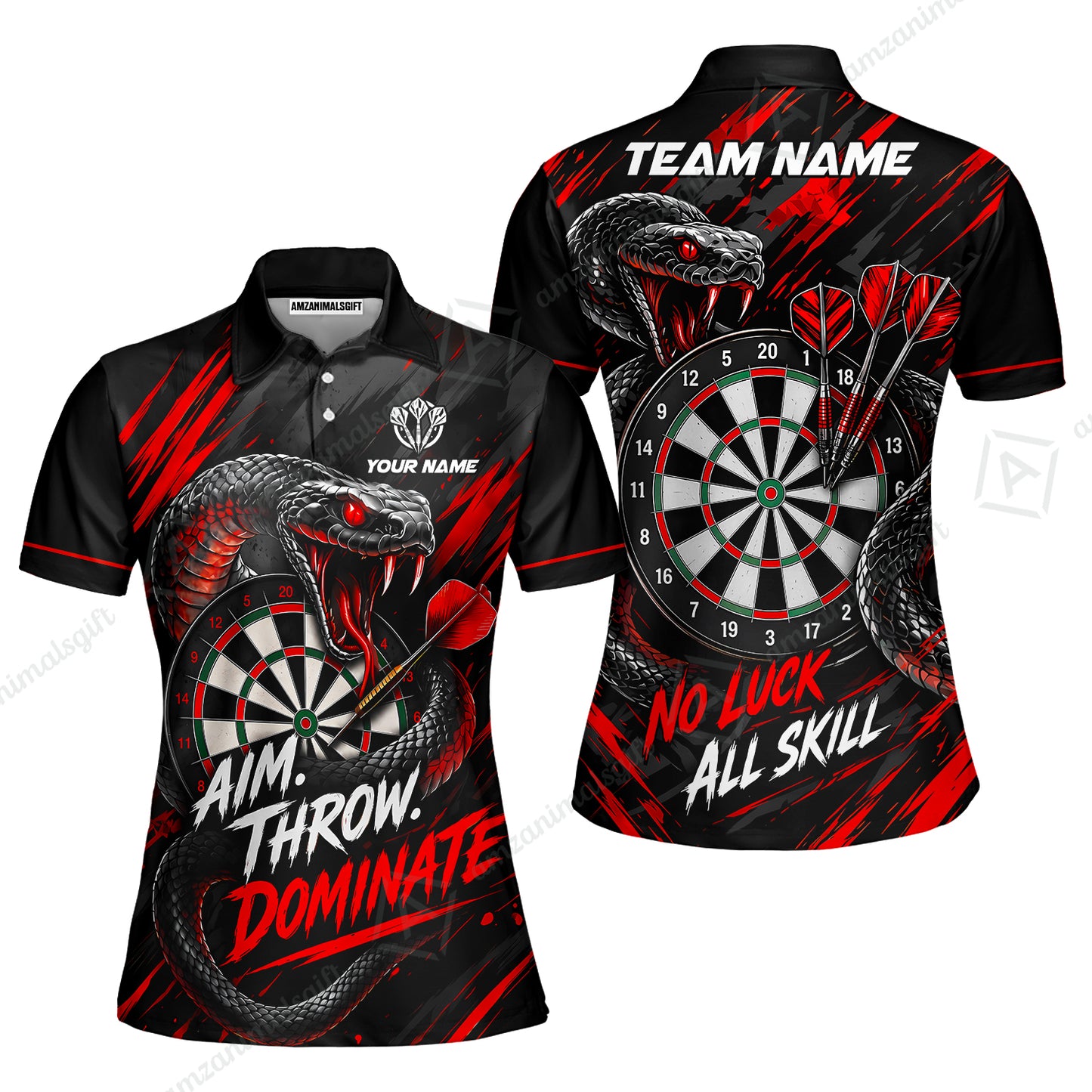 Customized Darts Team Jersey, Personalized Snake Darts Abstract Background Polo Shirt For Players With Name & Team Name