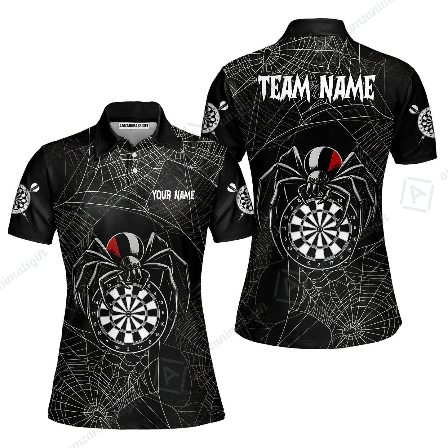 Customized Spider Web Black Widow Spooky Halloween Darts Jersey, Personalized Name And Team Name For Players