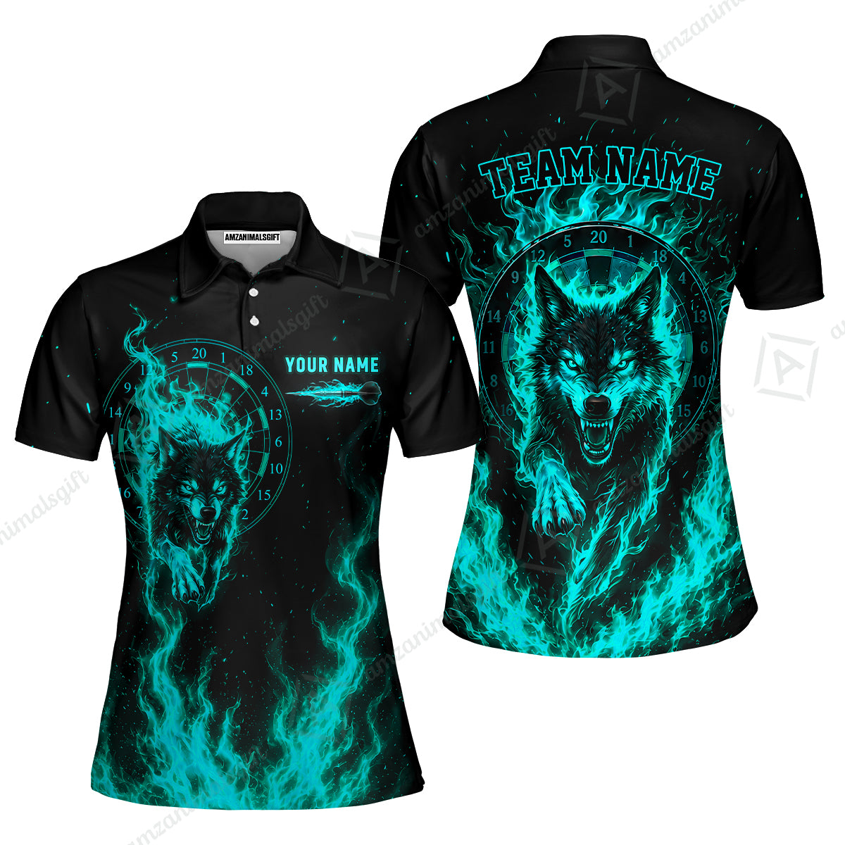 Customized Fire Wolf Dartboard Multicolor Darts Jersey, Personalized Name And Team Name For Players