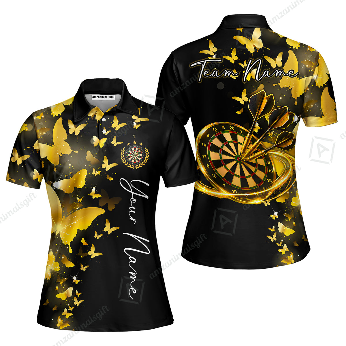 Customized Butterfly Elegant Sparkling Multicolor Darts Jersey, Personalized Name And Team Name For Players