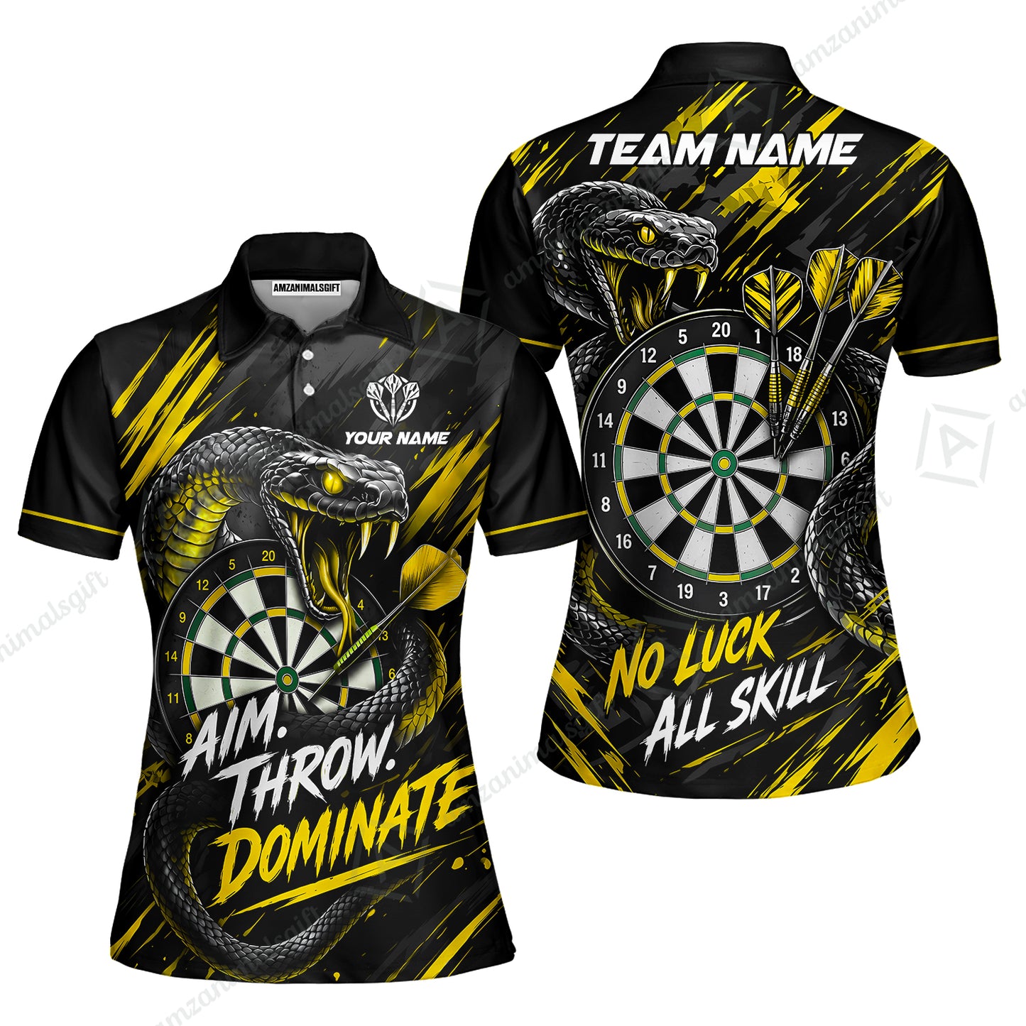 Customized Darts Team Jersey, Personalized Snake Darts Abstract Background Polo Shirt For Players With Name & Team Name