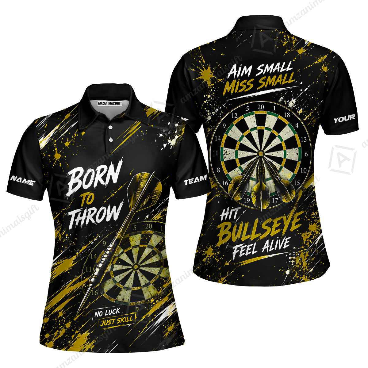 Customized Born To Throw No Luck Just Skill, Hit Bullseye Feel Alive Darts Jersey, Personalized Name And Team Name For Players