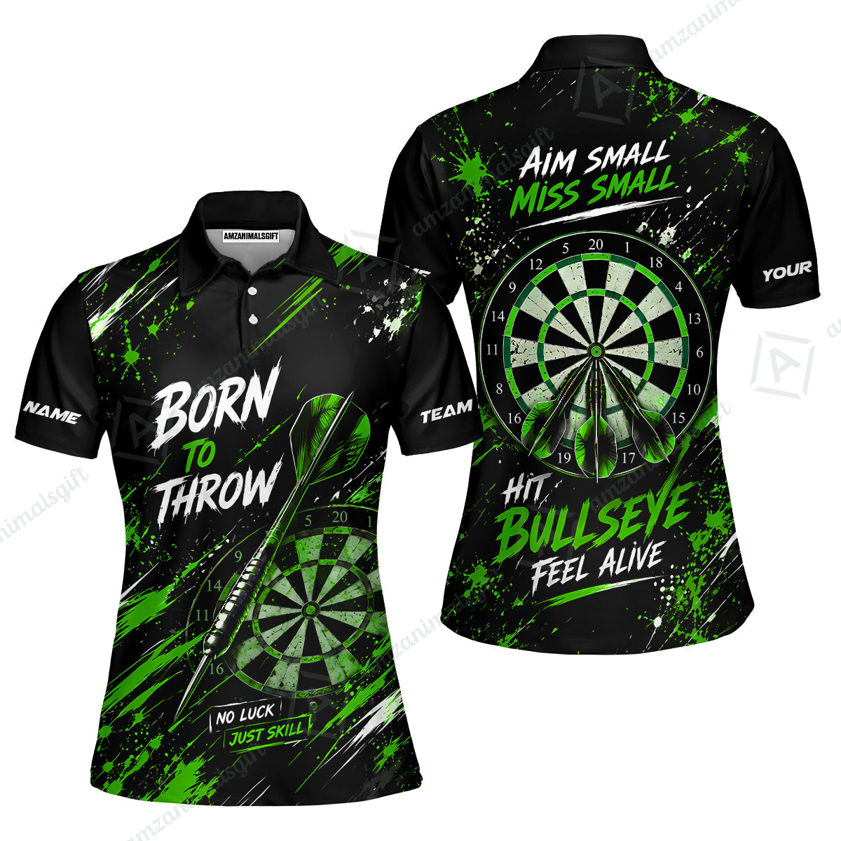 Customized Born To Throw No Luck Just Skill, Hit Bullseye Feel Alive Darts Jersey, Personalized Name And Team Name For Players