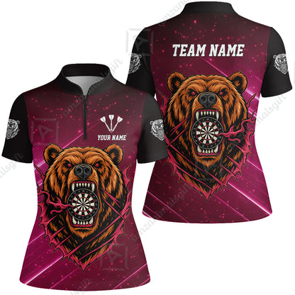 Custom Darts Team Jersey, Personalized Furious Bear Dart Polo Shirt for Players with Name & Team Name