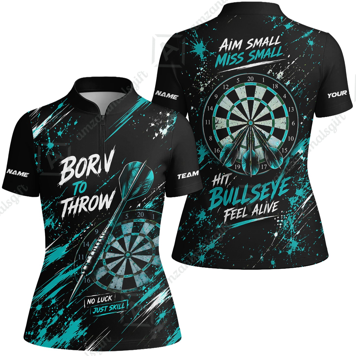 Customized Born To Throw No Luck Just Skill, Hit Bullseye Feel Alive Darts Jersey, Personalized Name And Team Name For Players