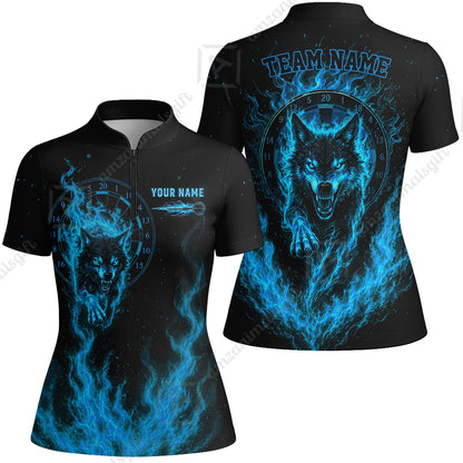 Customized Fire Wolf Dartboard Multicolor Darts Jersey, Personalized Name And Team Name For Players