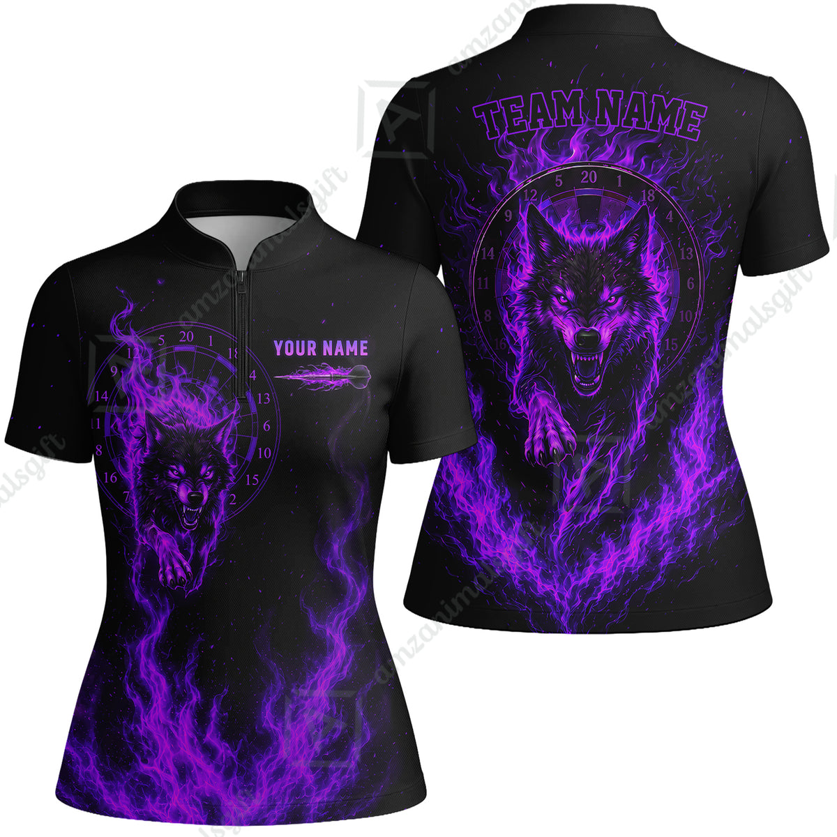 Customized Fire Wolf Dartboard Multicolor Darts Jersey, Personalized Name And Team Name For Players