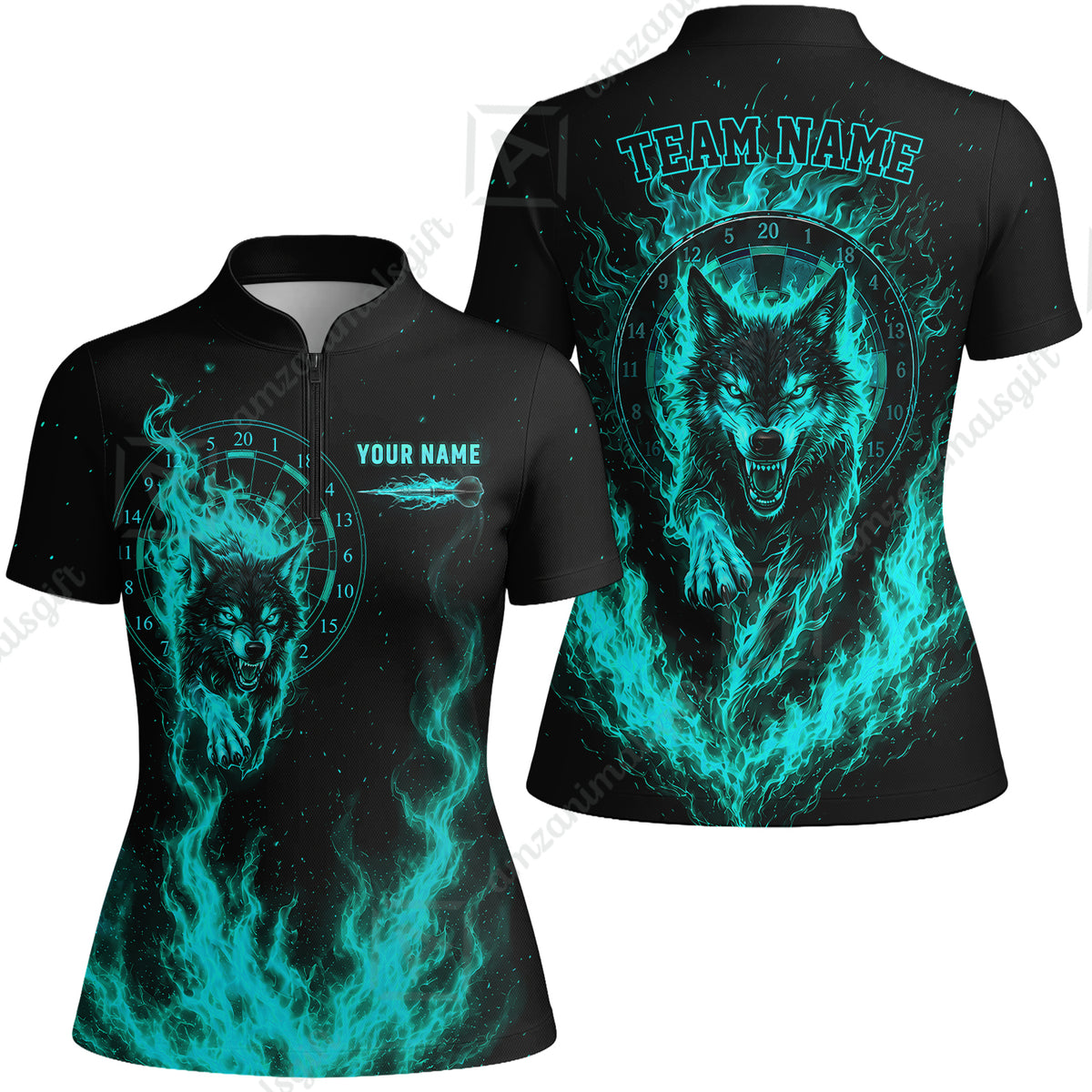 Customized Fire Wolf Dartboard Multicolor Darts Jersey, Personalized Name And Team Name For Players