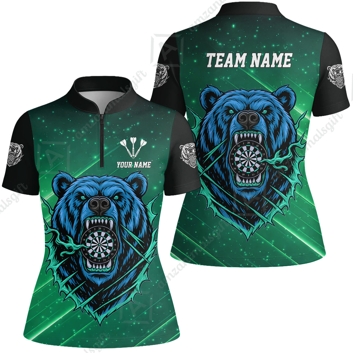 Custom Darts Team Jersey, Personalized Furious Bear Dart Polo Shirt for Players with Name & Team Name