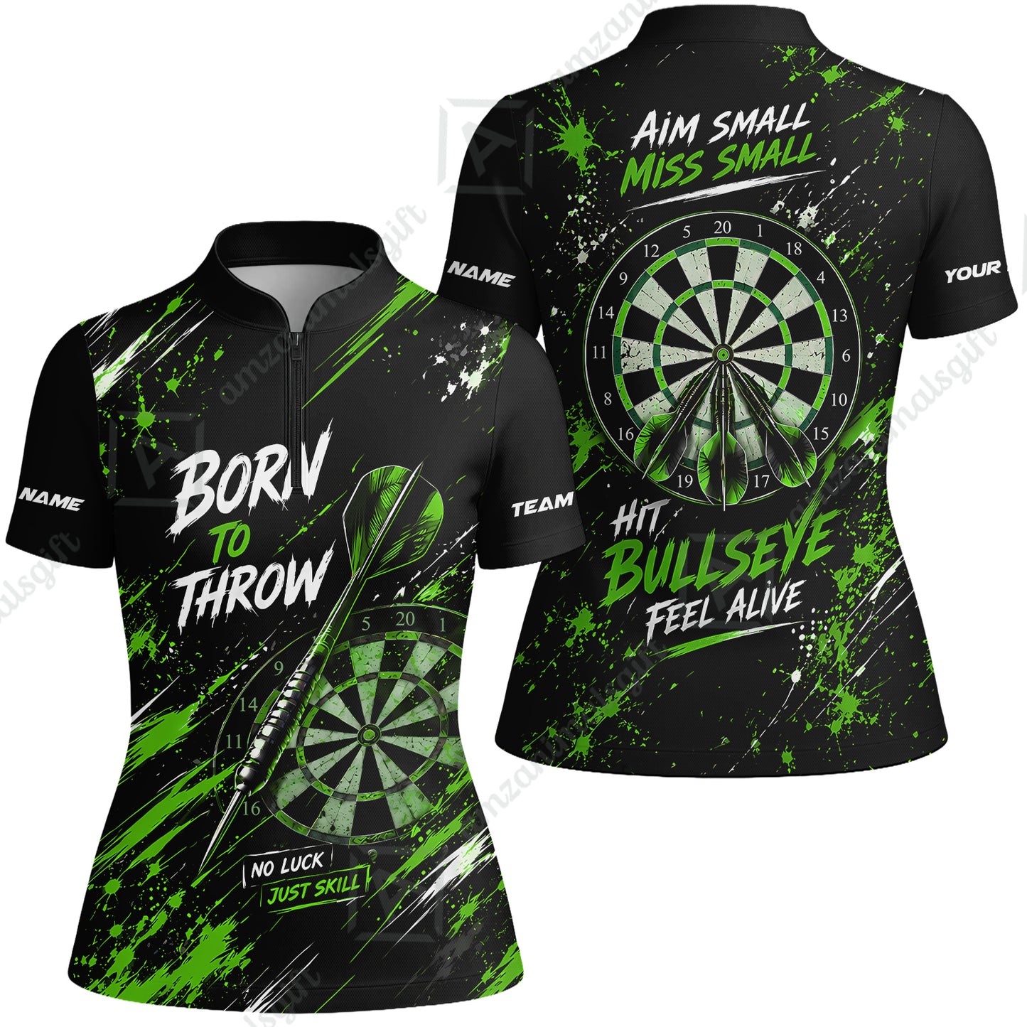Customized Born To Throw No Luck Just Skill, Hit Bullseye Feel Alive Darts Jersey, Personalized Name And Team Name For Players