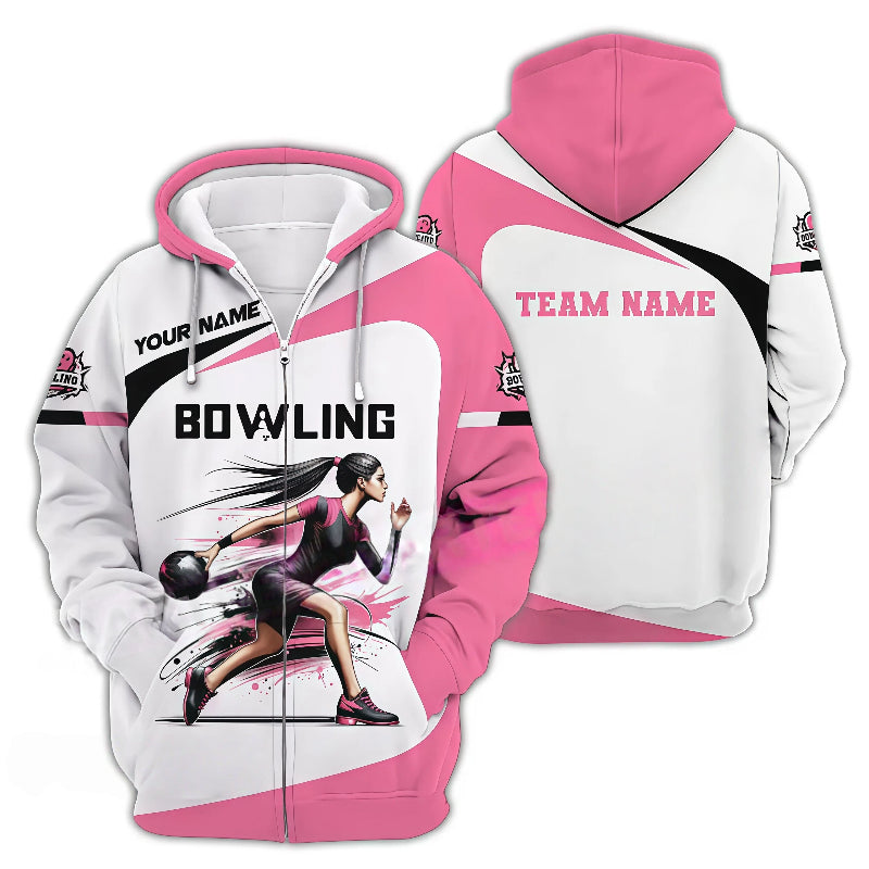 Women’s Bowling Player Design Zip Hoodie