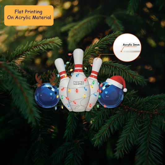 Personalized 2D Flat Bowling Ornament, Custom Bowling Christmas Gift, Keychain Bowling, Car Ornament Bowling