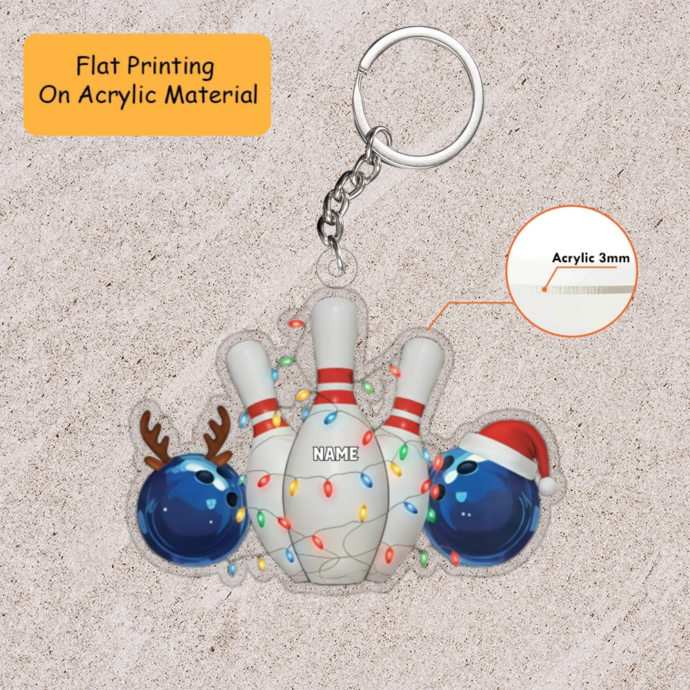 Personalized 2D Flat Bowling Ornament, Custom Bowling Christmas Gift, Keychain Bowling, Car Ornament Bowling