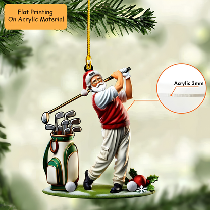 Personalized Golf  Santa Cart  Acrylic Ornament, Golf Keychain, Car Ornament, Christmas Ornament Gifts