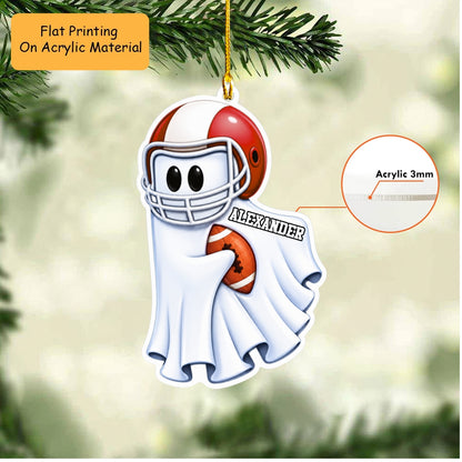 Personalized American Football Christmas Ornament, Christmas Ghost Player American Football, Custom Ornament Christmas Gift, Keychain American Football, Car Ornament American Football