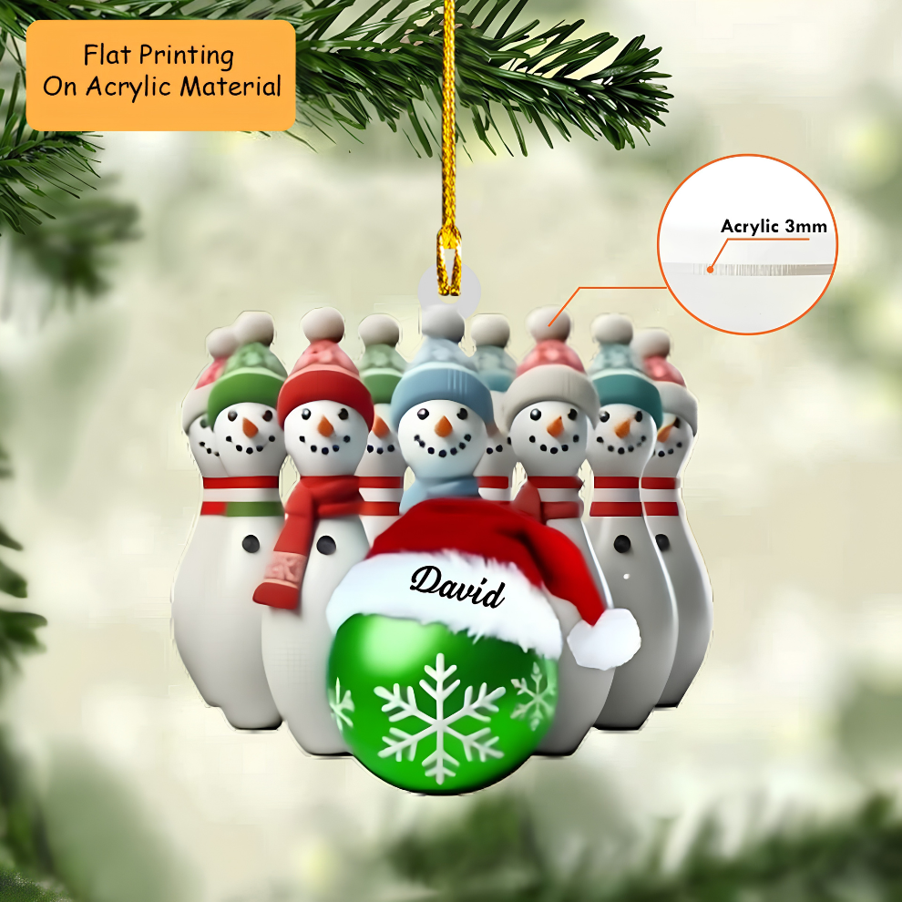 Custom Bowling Ball Ornaments, Bowling Christmas Keychain, Car Ornament, Christmas Ornament Gifts