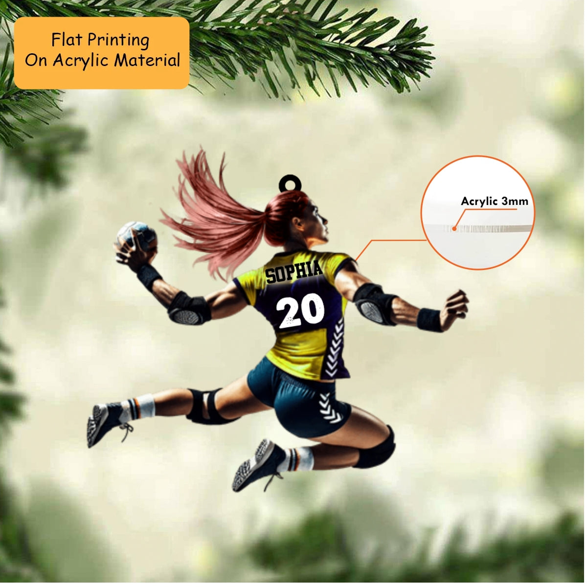 Personalized Handball Christmas Ornament, Handball Woman Acrylic, Custom Christmas Ornament Gift, Keychain Handball, Car Ornament Handball
