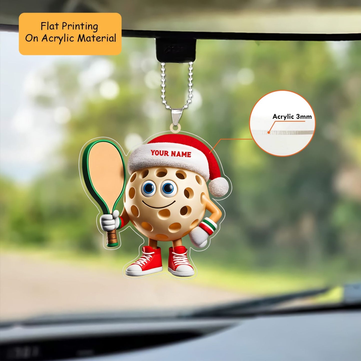 Personalized Pickleball Mascot Christmas Ornament, Custom Bowling Christmas Gift, Keychain Bowling, Car Ornament Bowling