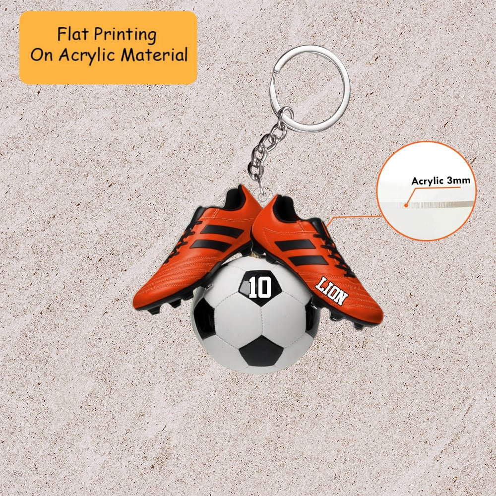 Personalized Soccer Christmas Ornament, Orange Cleats On Soccer Ball, Custom Ornament Christmas Gift, Keychain Bowling, Car Ornament Bowling