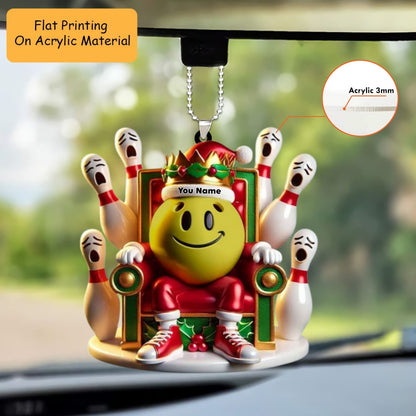 Personalized Bowling Ball Holding Pins Acrylic Ornament, Bowling Keychain, Car Ornament, Christmas Ornament Gifts