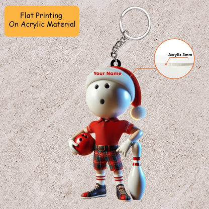 Personalized Bowling Ball Holding Pins Acrylic Ornament, Bowling Keychain, Car Ornament, Christmas Ornament Gifts