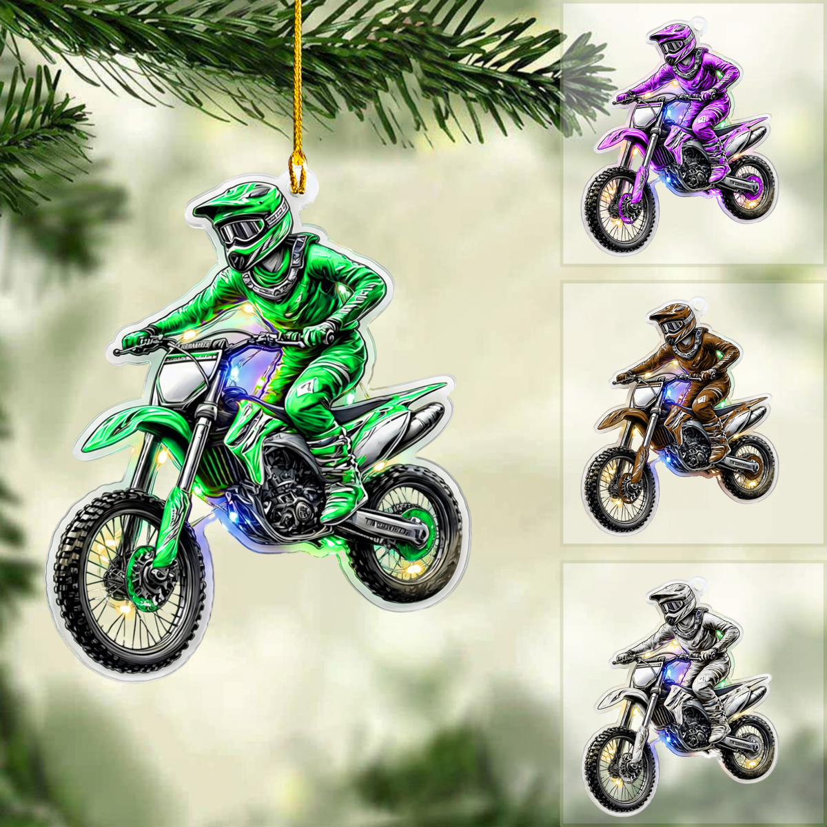 Personalized Motocross Christmas Ornament, Motocross Rider Neon Light, Custom Ornament Christmas Gift, Keychain Motocross, Car Ornament Motocross