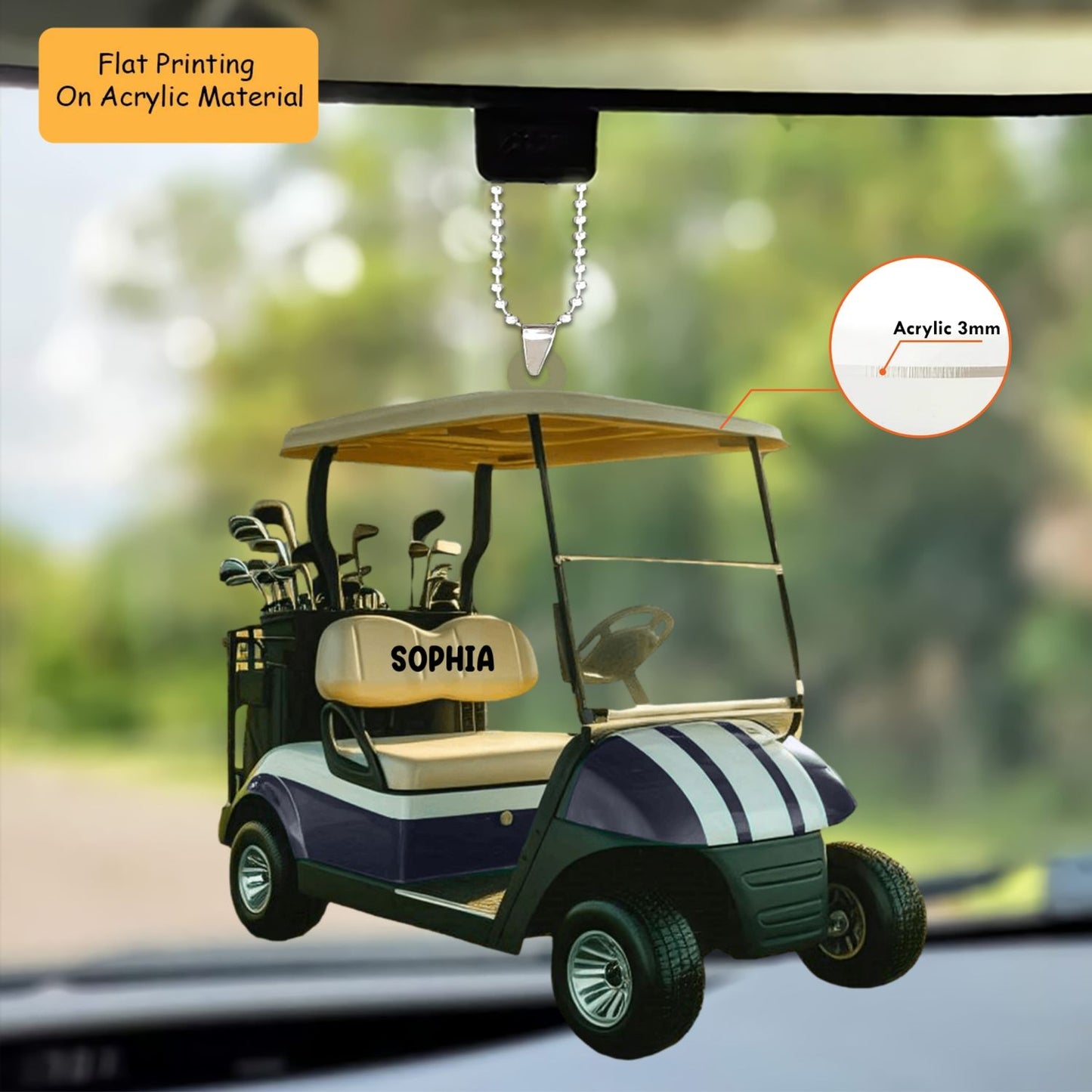 Personalized Golf Cart Christmas  Acrylic Ornament, Golf Cart Christmas Keychain, Car Ornament, Christmas Ornament Gifts