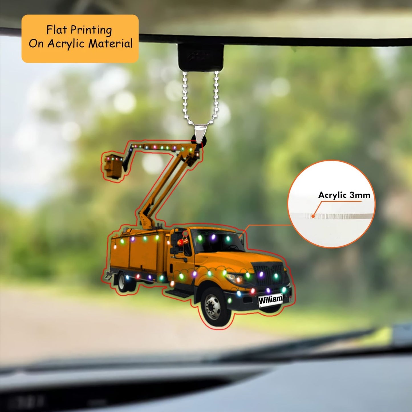 Personalized Truck Christmas Ornament, Lineman Bucket Truck, Custom Ornament Christmas Gift, Keychain Truck, Car Ornament Truck